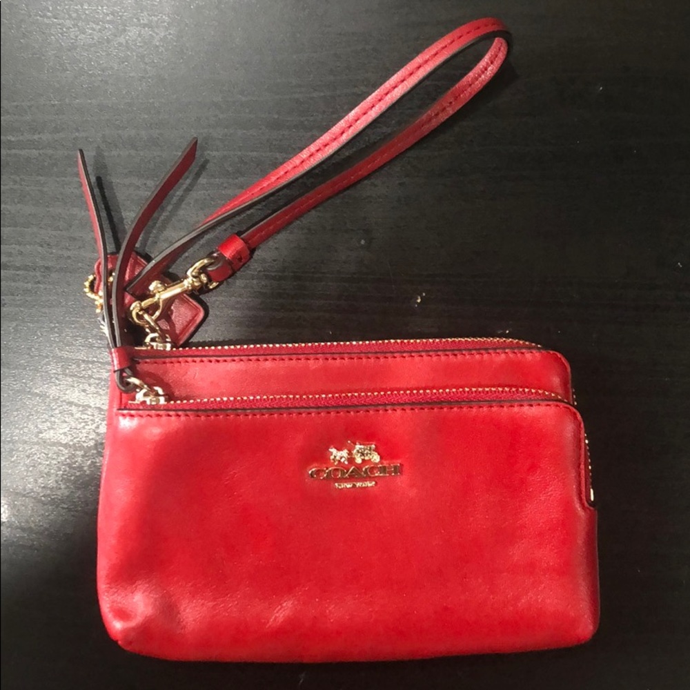 Coach Red Leather Wristlet
